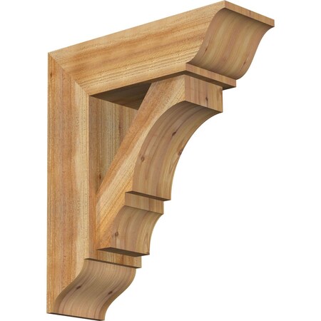 Ekena Millwork Balboa Traditional Rough Sawn Bracket w/ Offset Brace, Western Red Cedar, 8"W x 24"D x 28"H BKT0806X24X28BOA01RWR